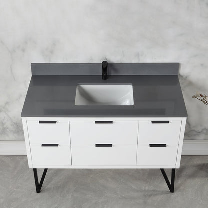 Altair Designs 48" single vanity with top - 548048-WP-CG-NM