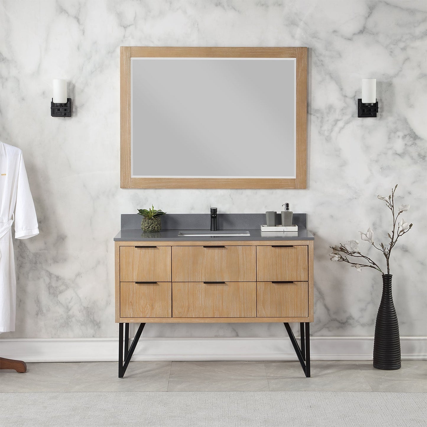 Altair Designs 48" single vanity with top - 548048-WP-CG-NM