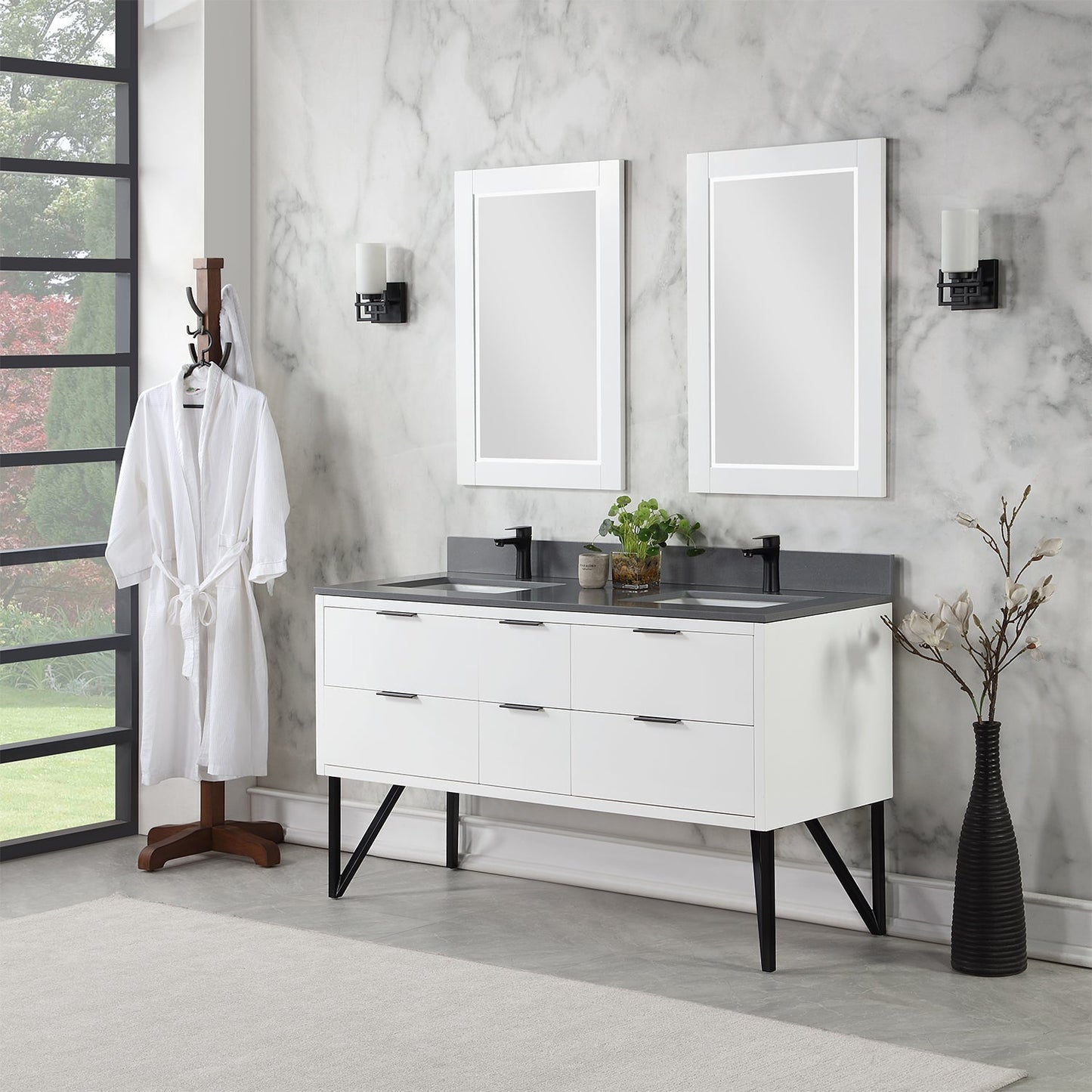 Altair Designs 60" double vanity with top - 548060-WP-CG-NM