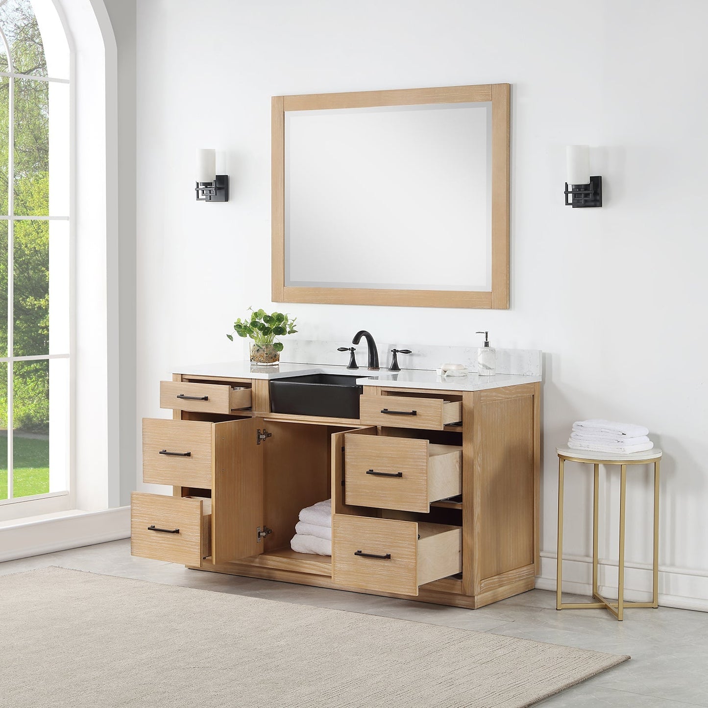 Altair Designs 60" single vanity with top - 550060S-WP-AW-NM
