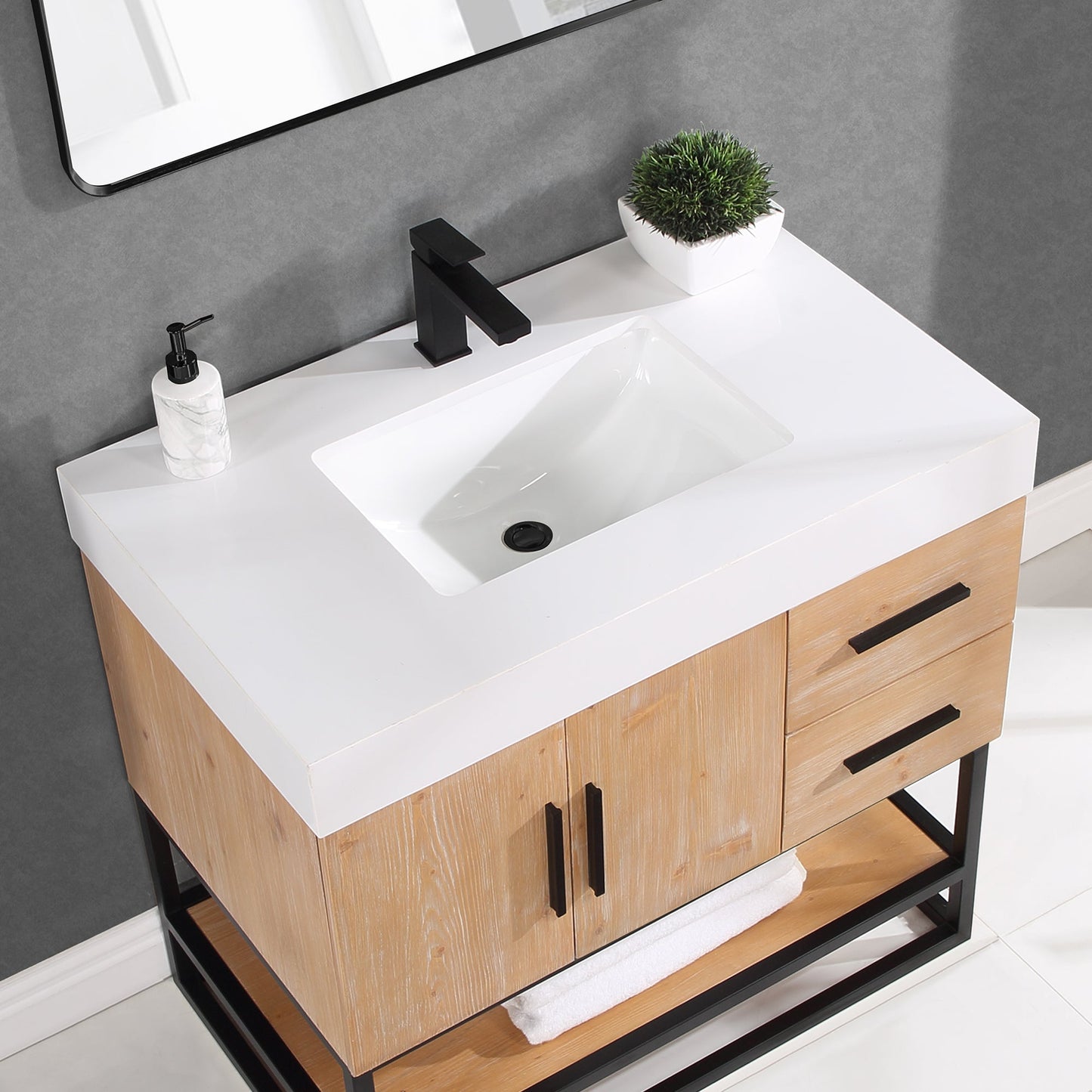 Altair Designs 36"/48"/60" single vanity with top - 552036B-LB-WH-NM