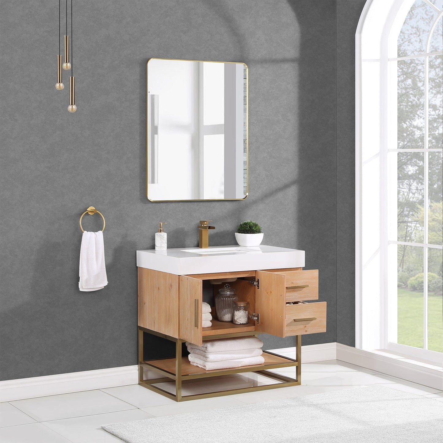 Altair Designs 36"/48"/60" single vanity with top - 552036B-LB-WH-NM