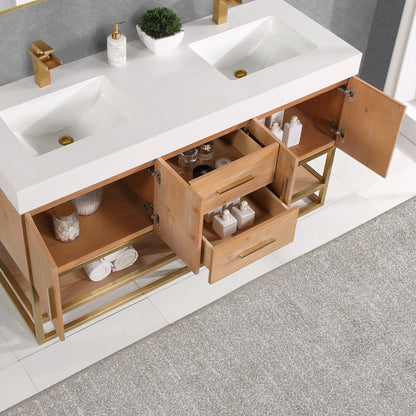 Altair Designs 60"/72"/84" single/double vanity with top - 552060B-LB-WH-NM