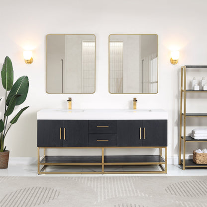 Altair Designs Bianco 72"/84" double vanity with top - 552072G-BO-WH-NM