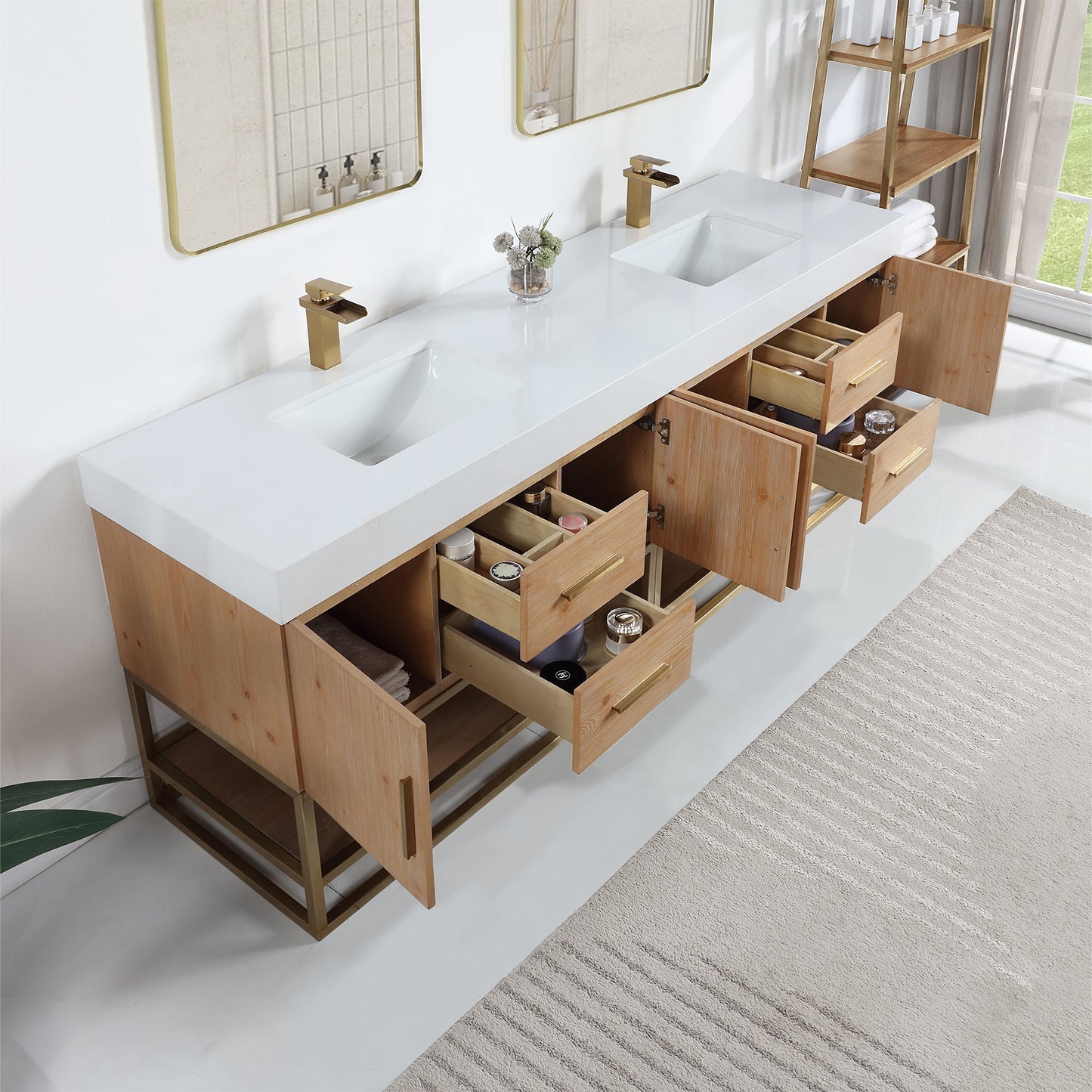 Altair Designs 60"/72"/84" single/double vanity with top - 552060B-LB-WH-NM