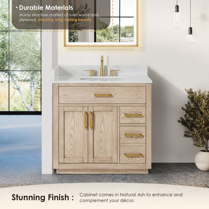 Altair Designs Gavino 36" single vanity with top - 557036-NA-GW-NM