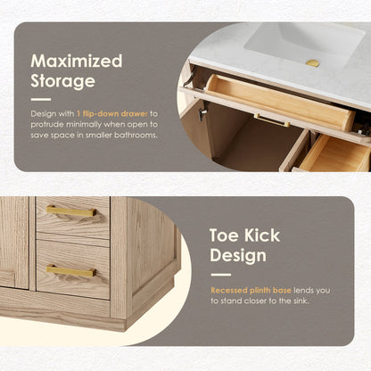 Altair Designs Gavino 36" single vanity with top - 557036-NA-GW-NM