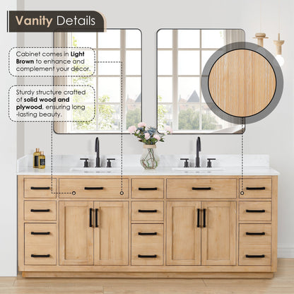 Altair Designs Gavino 84" double vanity with top - 557084-LB-GW-NM