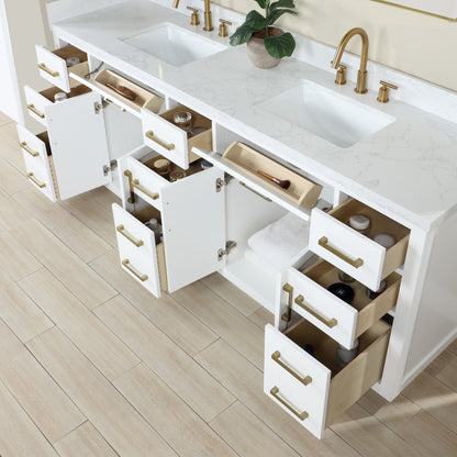 Altair Designs Gavino 84" double vanity with top - 557084-LB-GW-NM