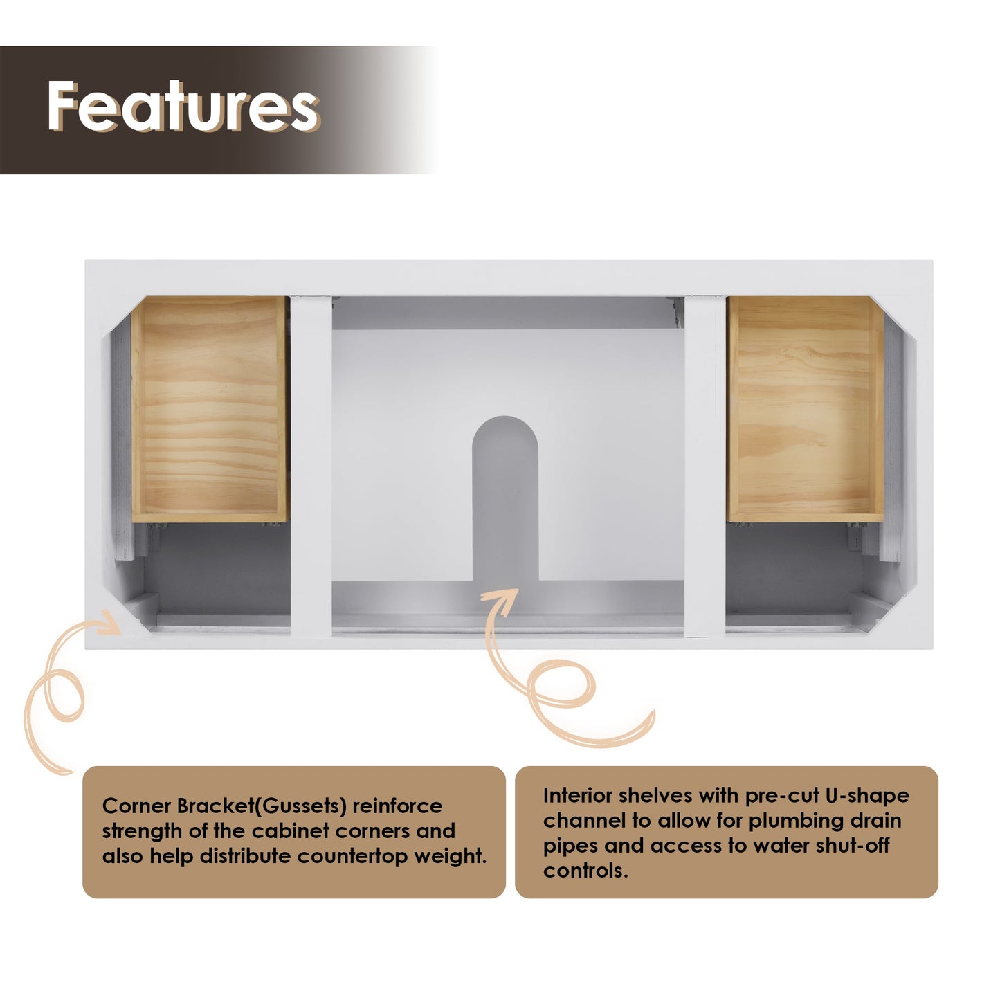 Altair Designs Laurel 48" single vanity with top - 558048-WH-CWQ-NM