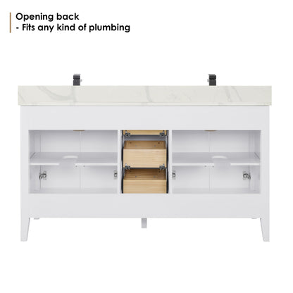 Altair Designs Laurel 60" double vanity with top - 558060-WF-CWQ-NM