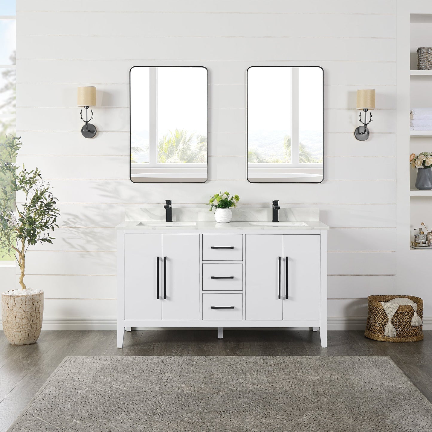 Altair Designs Laurel 60" double vanity with top - 558060-WF-CWQ-NM