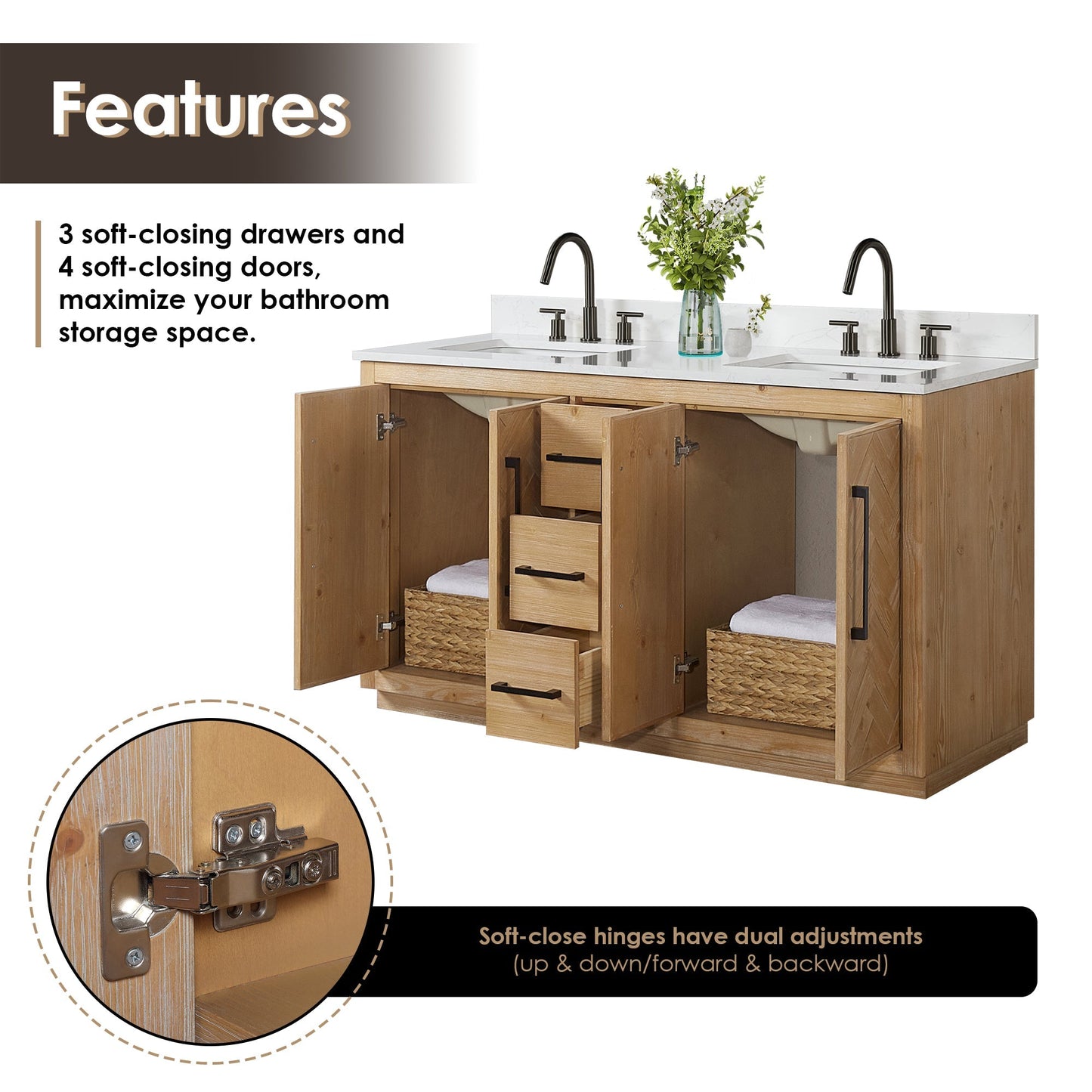 Altair Designs Bellavia 60" double vanity with top - 559060-WF-GW-NM