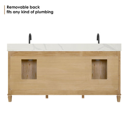 Altair Designs Solana 72" double vanity with top - 560072-WF-CWQ-NM