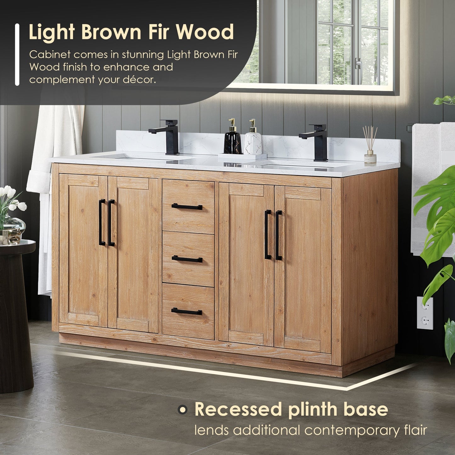 Altair Designs Cicero 60" double vanity with top - 562060-LB-GW-NM