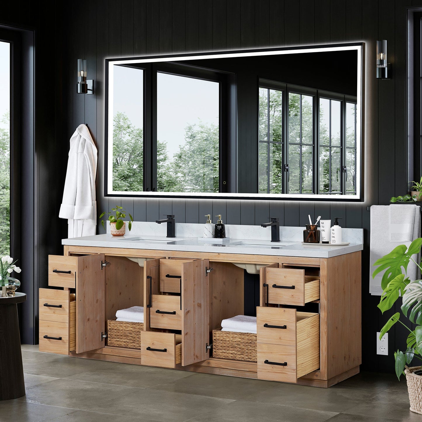 Altair Designs Cicero 84" double vanity with top - 562084-LB-GW-NM