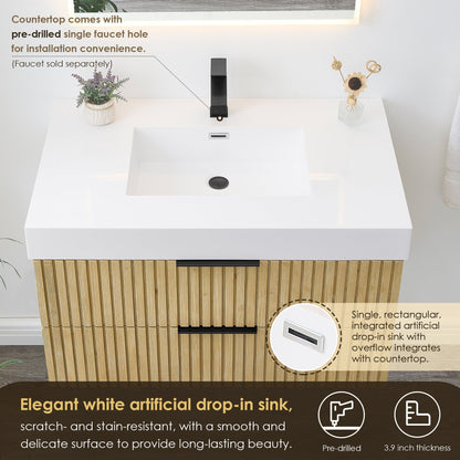 Altair Designs 36" single vanity with top - 563036-NB-WH-NM