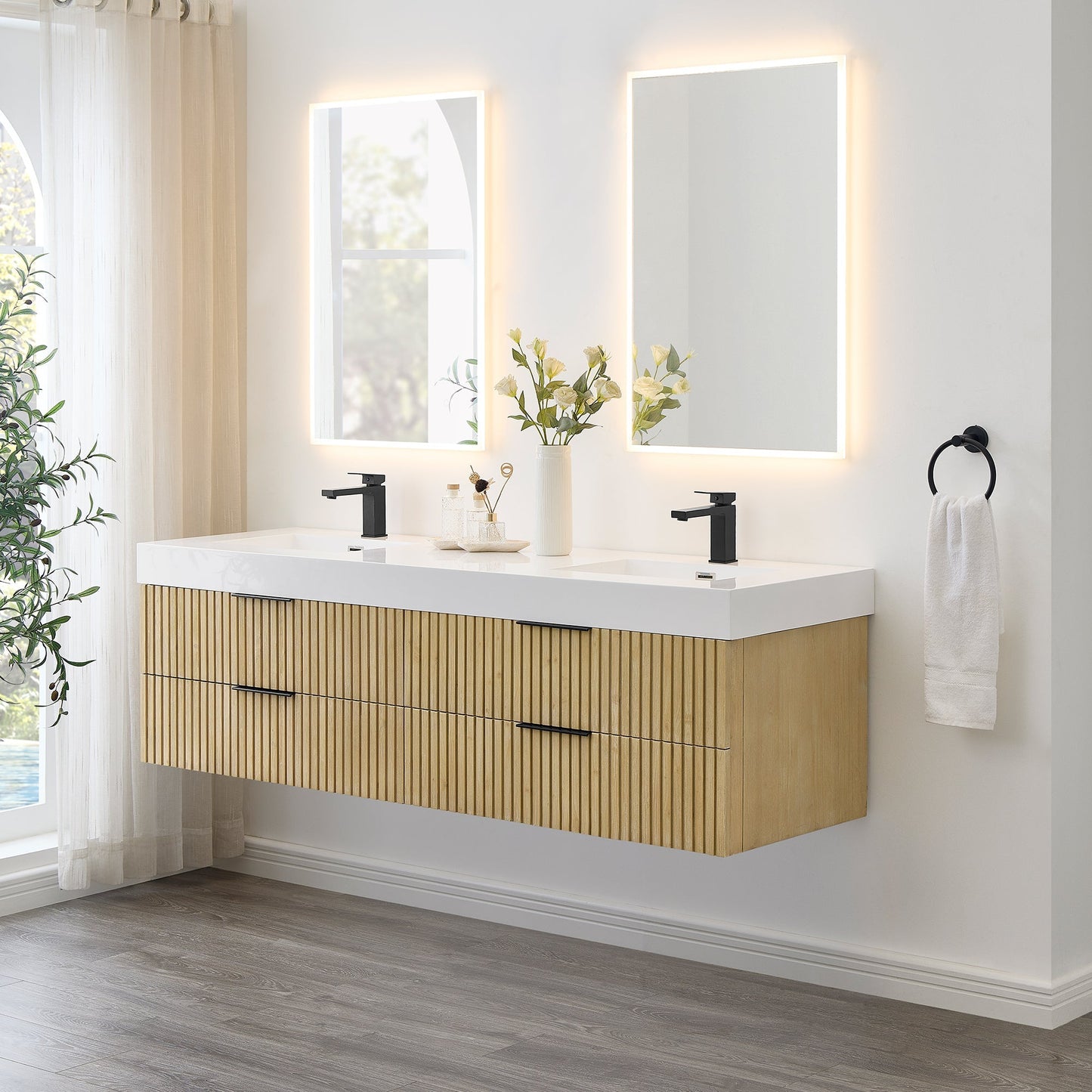 Altair Designs 72" double vanity with top - 563072-NB-WH-NM
