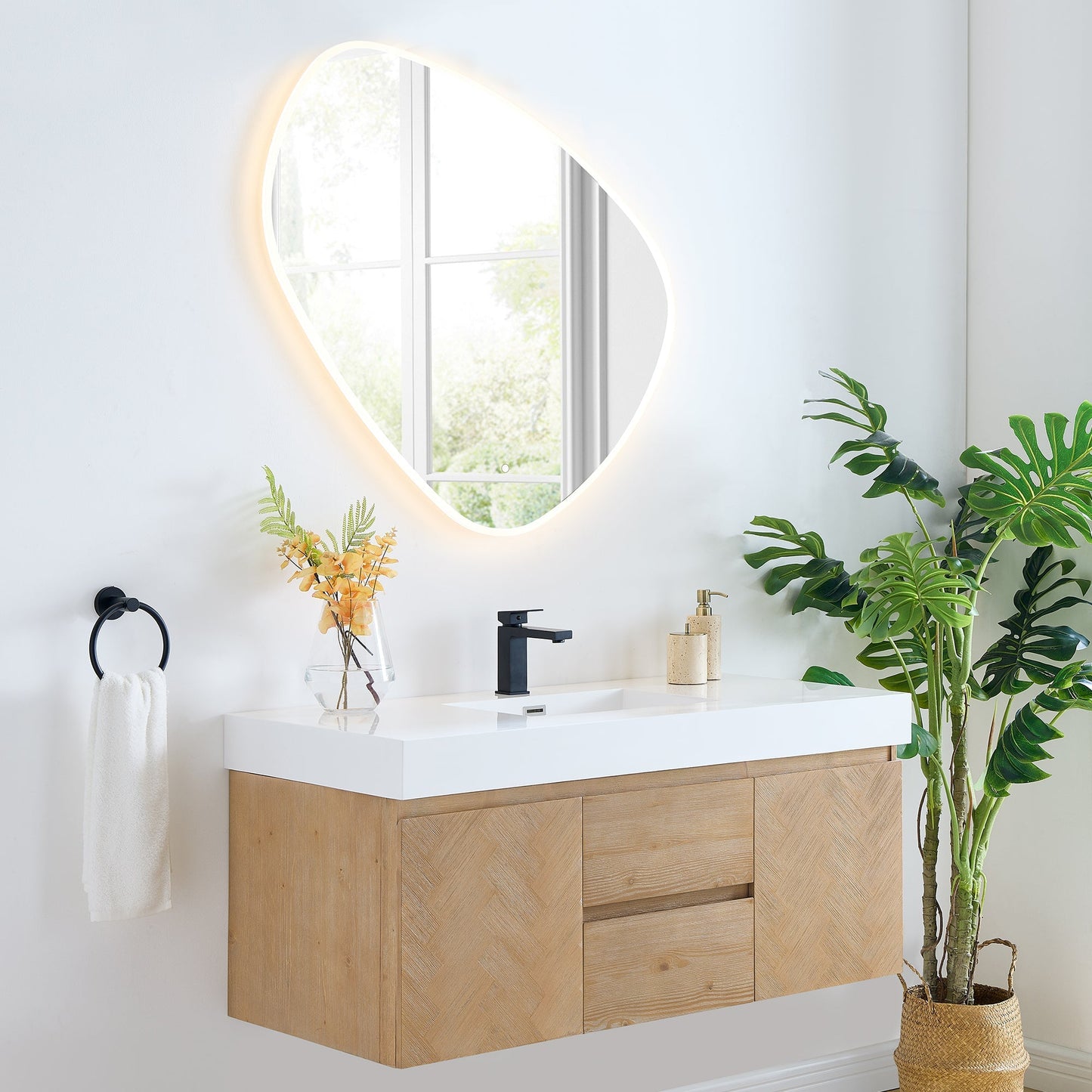 Altair Designs Siena 48" single vanity with top - 564048-LB-WH-NM