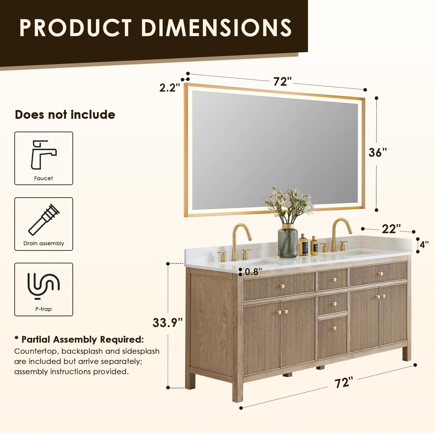 Cerrito 72" double vanity with top