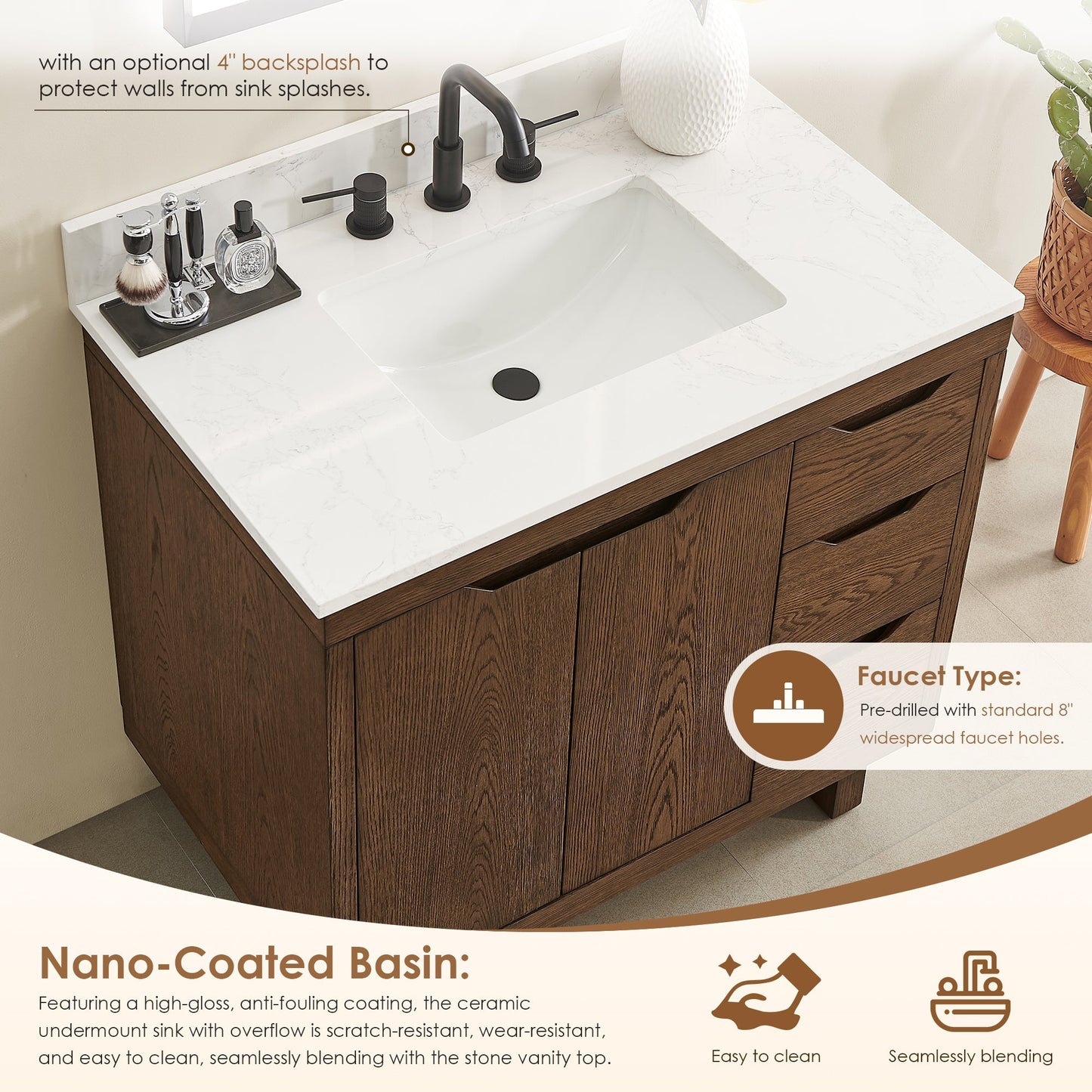 Altair Designs Mowry 36"/48"/60"/72" single/double vanity with top - 573036-BK-GW-NM Price