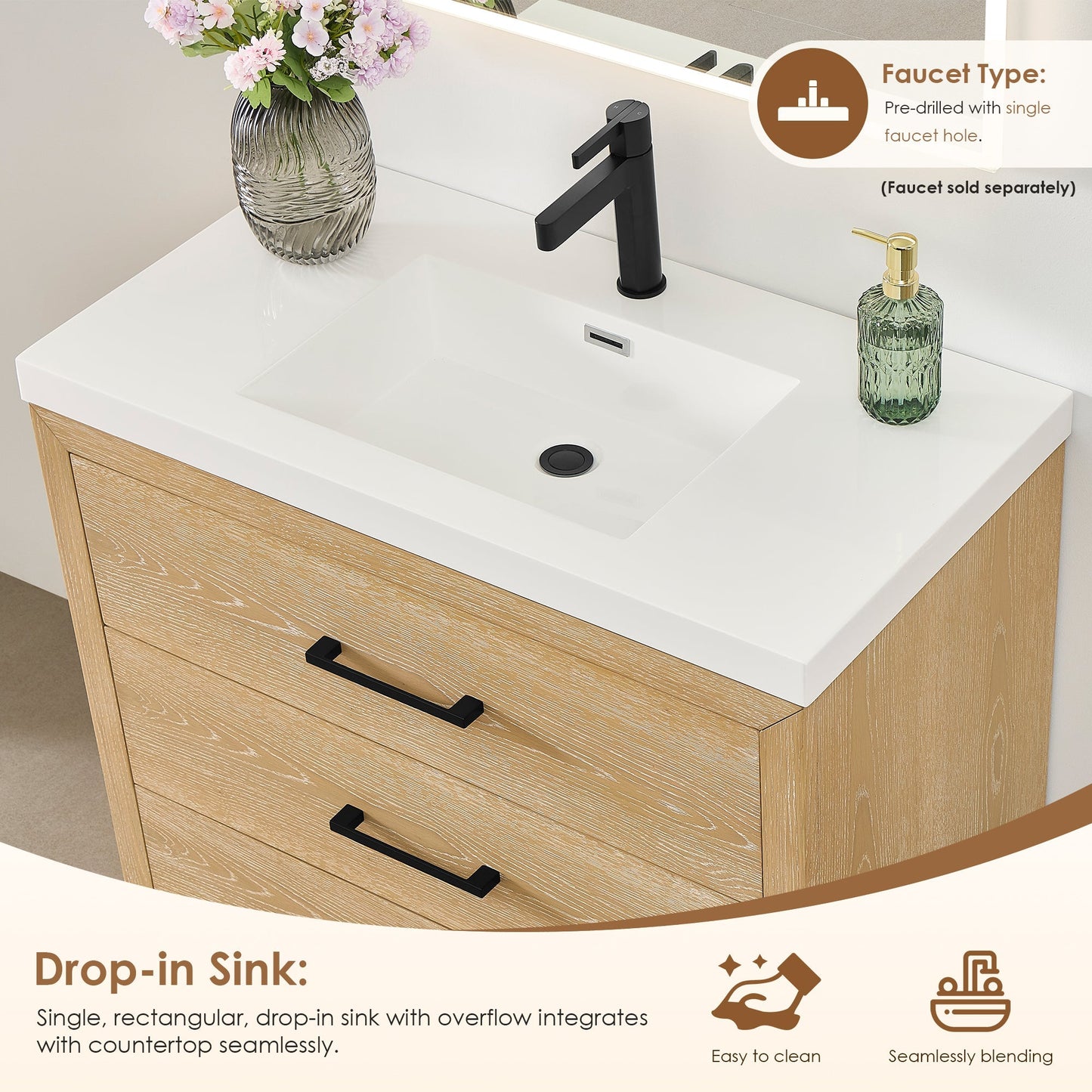 Altair Designs Sigrid 36"/48"/60"/72" single/double vanity with top - 579036-WO-WH-NM