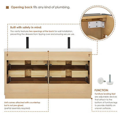 Altair Designs Sigrid 36"/48"/60"/72" single/double vanity with top - 579036-WO-WH-NM