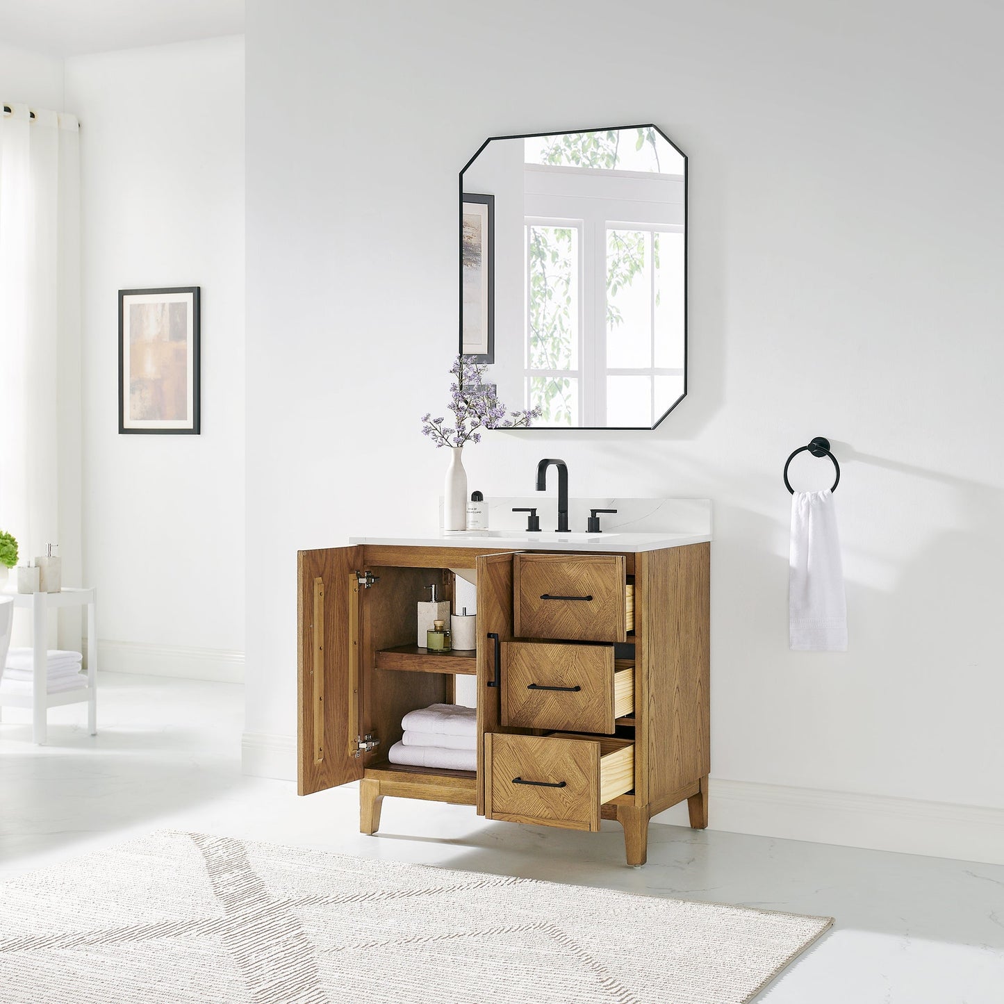 Altair Designs Clara 36"/48"/60"/72" single/double vanity with top - 587036-WB-CTQ-NM
