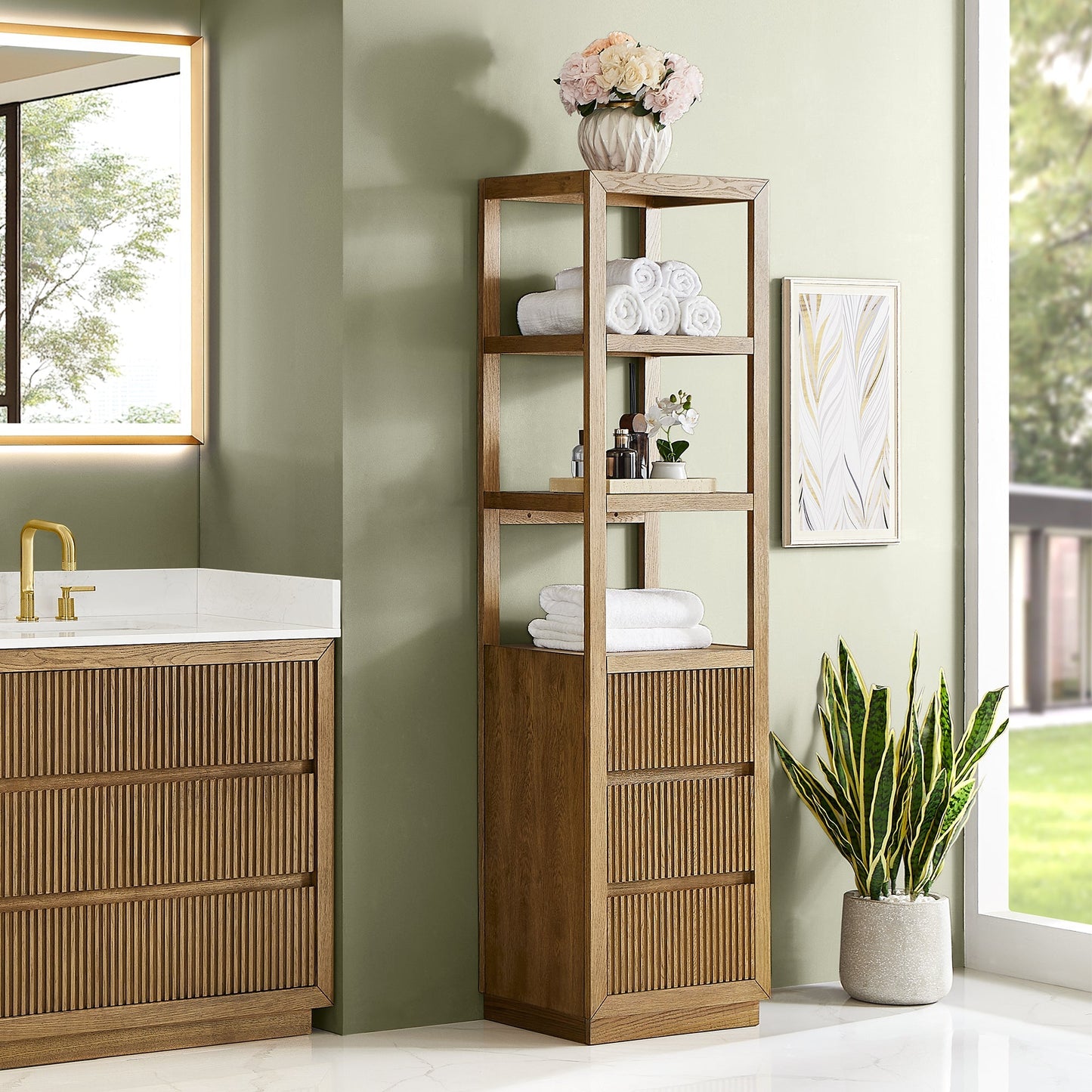 Altair Designs Navan 20" Freestanding Linen Cabinet in Weathered Brown - 588020-SCB-WB