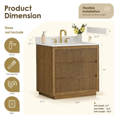 Altair Designs Navan 30"/36"/48"/60"/72" single/double vanity with top - 588030-WB-GW-NM