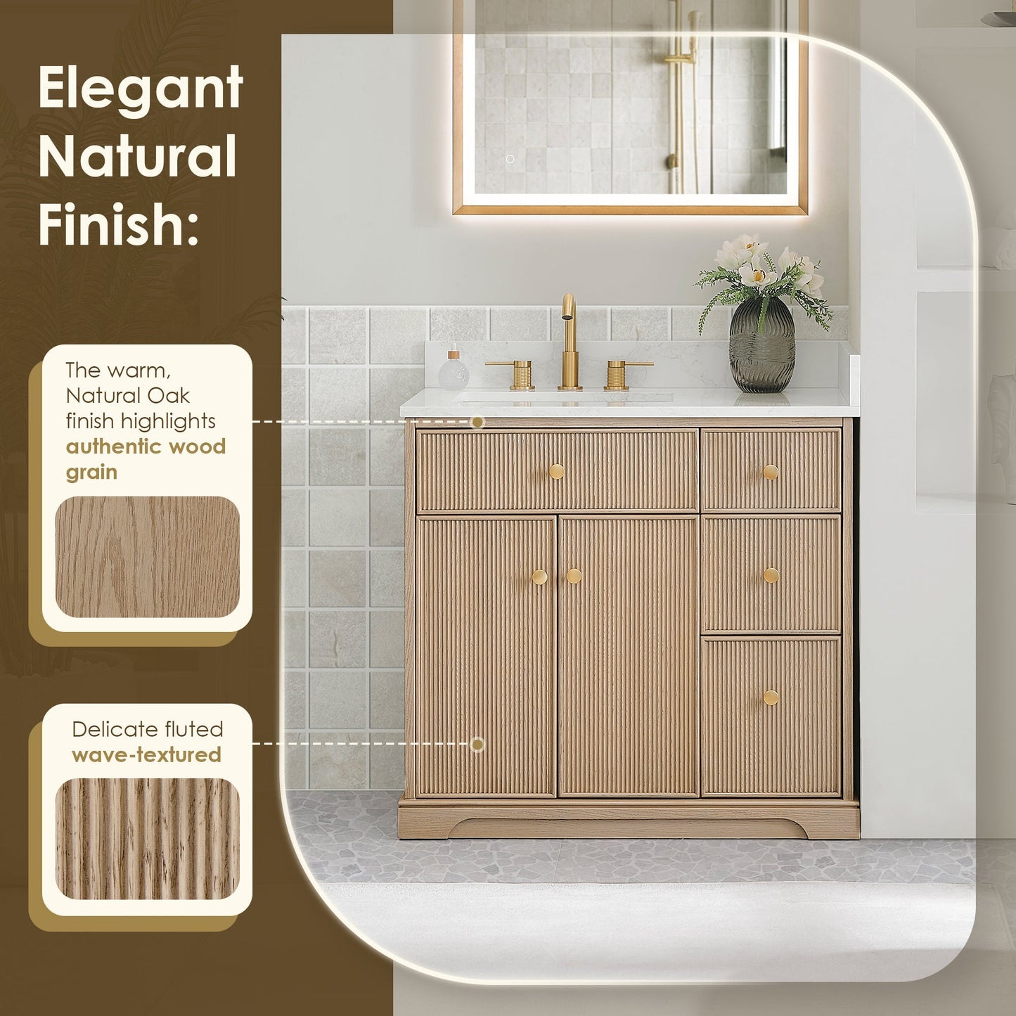 Altair Designs Barnett 36"/48"/60“/72" single/double vanity with top - 589036-NK-GW-NM