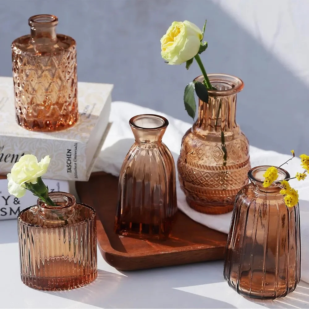 Amber Glow Mini Bud Vase Set