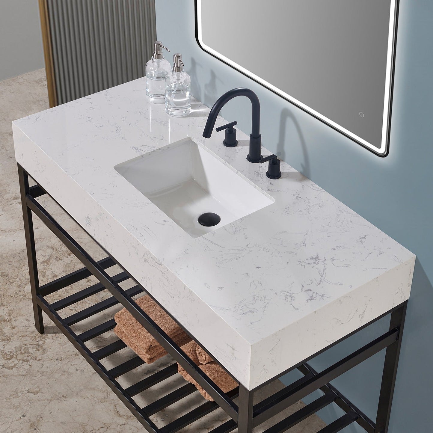 Altair Designs 48" single vanity with top - 68048-AWAP-MB-NM