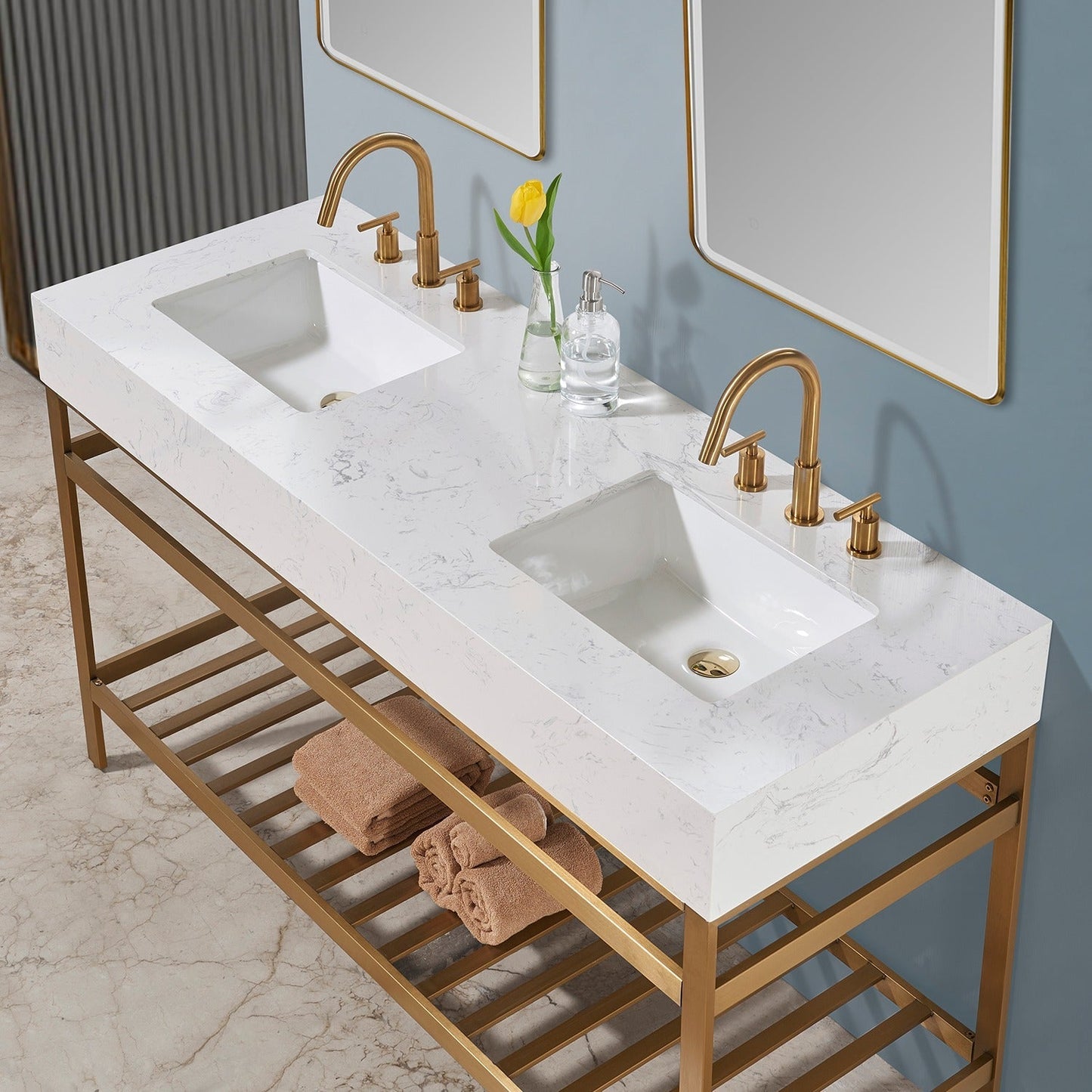 Altair Designs 60" double vanity with top - 68060-AWAP-MB-NM