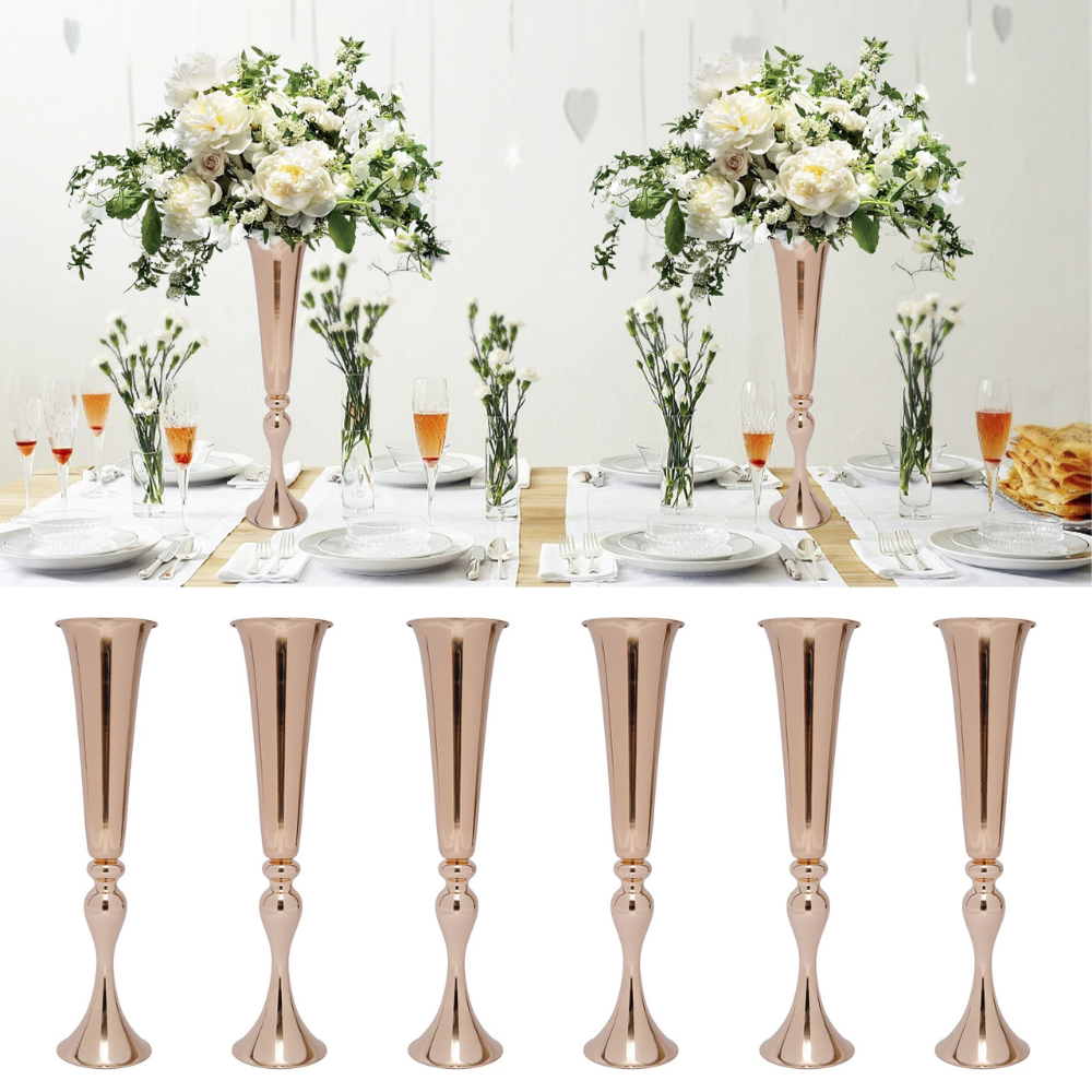 6Pcs Metal Gold Trumpet Vase Set