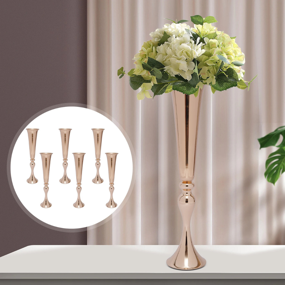 6Pcs Metal Gold Trumpet Vase Set