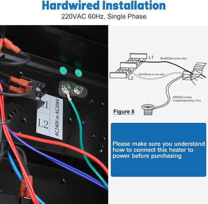 BILT HARD 10,000W Garage Heater, 240V Digital Fan-Forced Wall Mount - WHF-0509