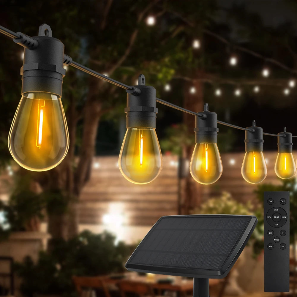 RetroGlow Solar String Lights - Warm light