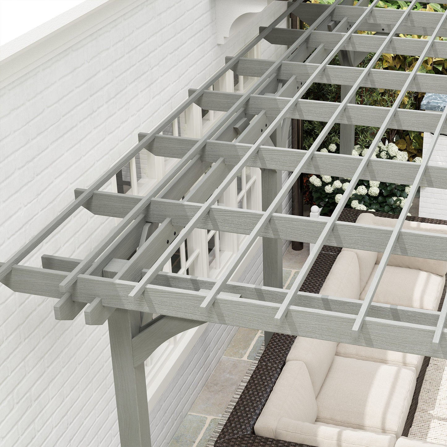 12' x 20' Wood Pergola with Sturdy Trellis for Climbing Plants, Gray