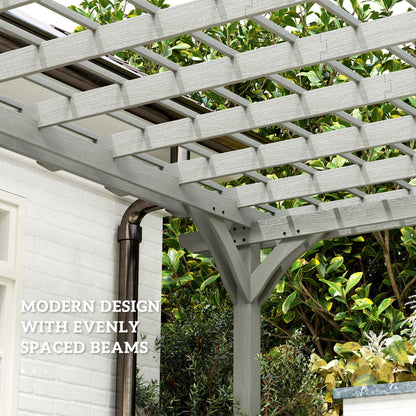 12' x 20' Wood Pergola with Sturdy Trellis for Climbing Plants, Gray