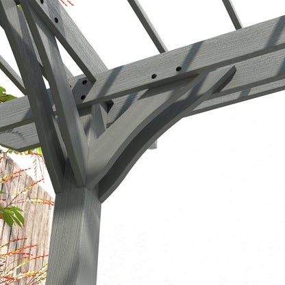 12' x 20' Wood Pergola with Sturdy Trellis for Climbing Plants, Gray