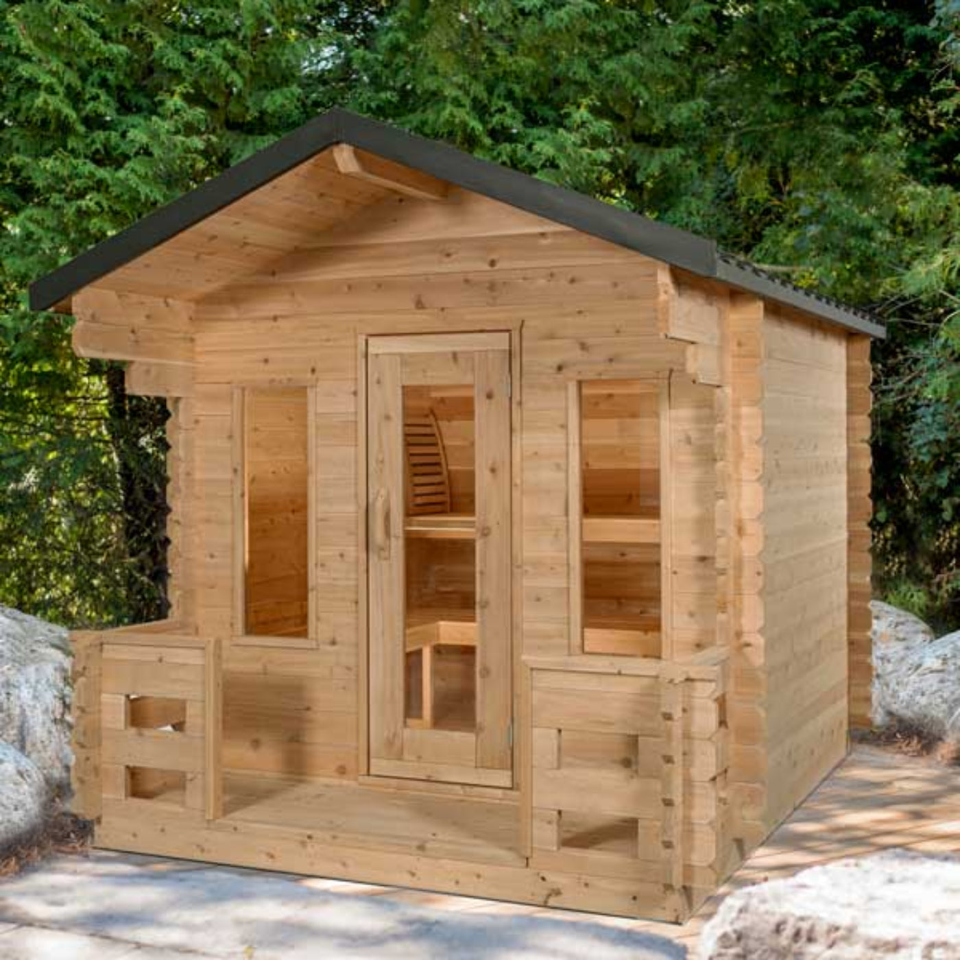 Dundalk Leisure Georgian Cabin Sauna with Porch CTC88PW - CTC88PW