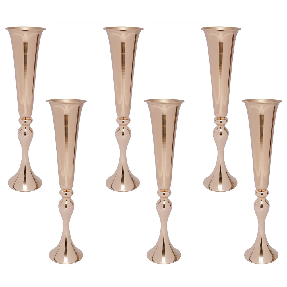 6Pcs Metal Gold Trumpet Vase Set