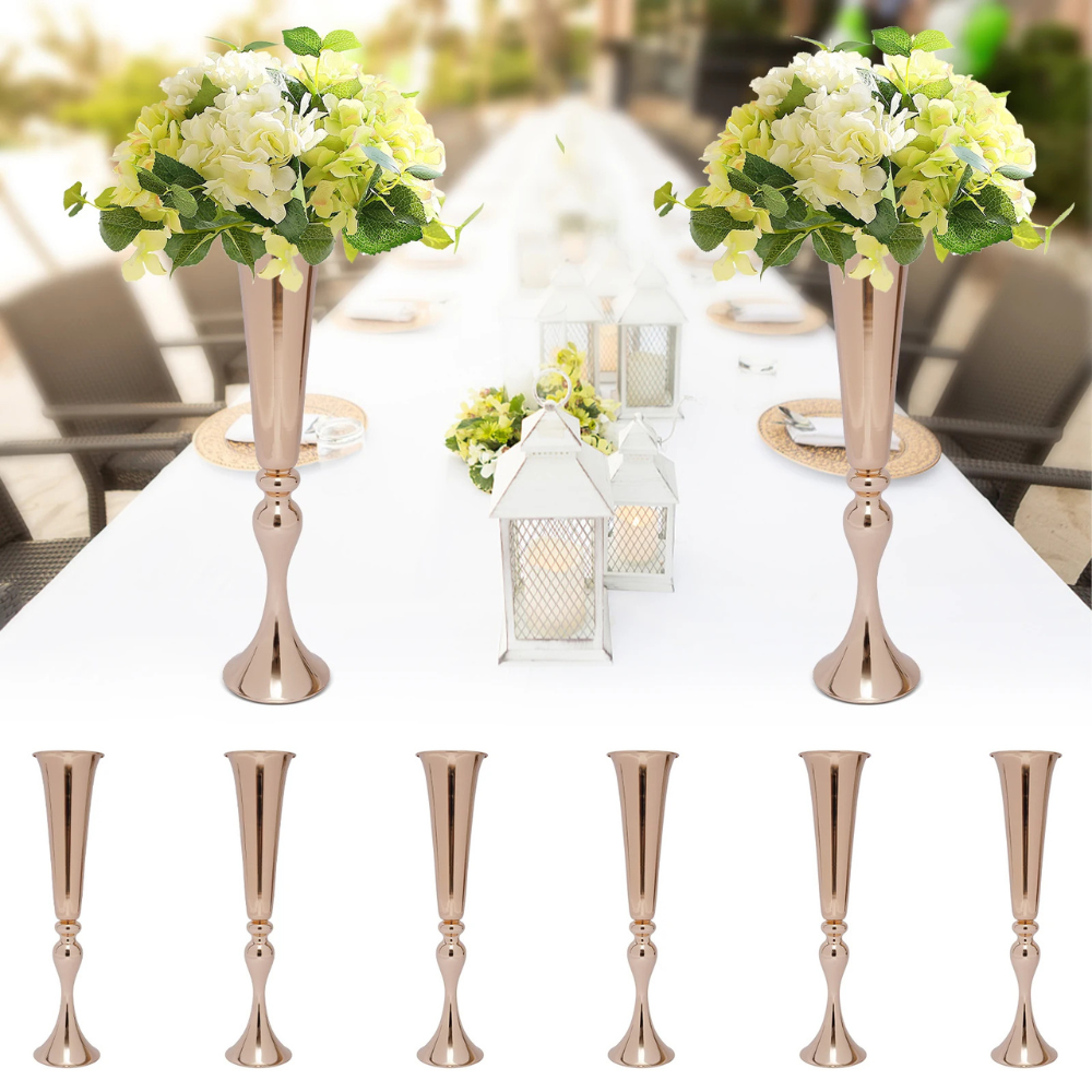 6Pcs Metal Gold Trumpet Vase Set