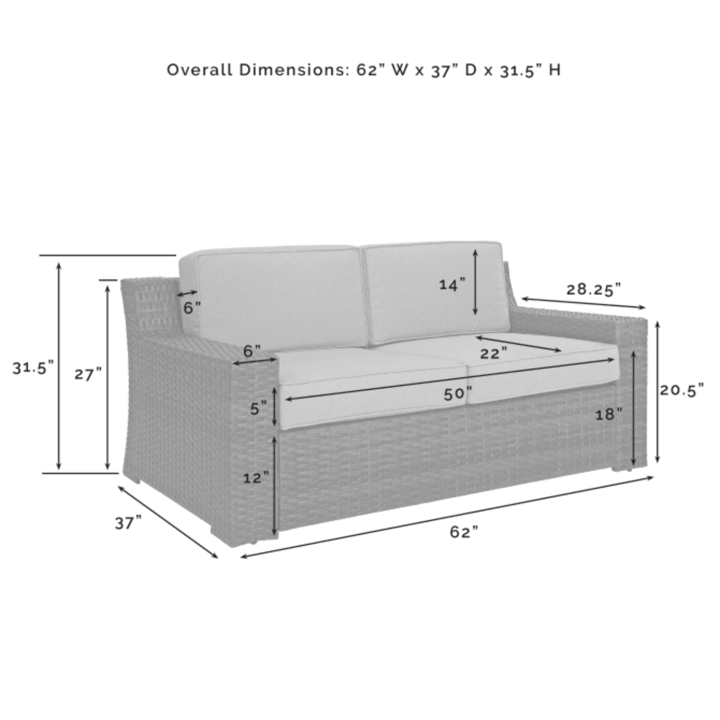 Crosley Beaufort 158 Inch 4pc Outdoor Wicker Conversation Set Mist - KO70096BR