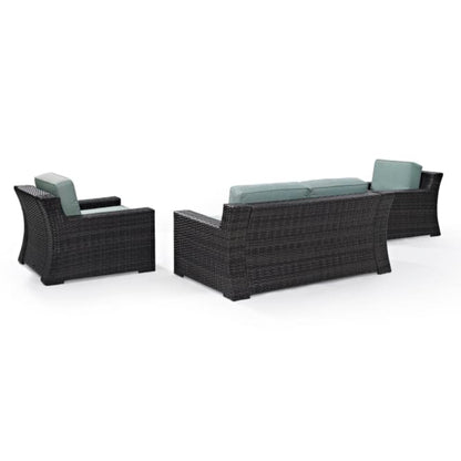 Crosley Beaufort 158 Inch 3pc Outdoor Wicker Conversation Set Mist - KO70098BR