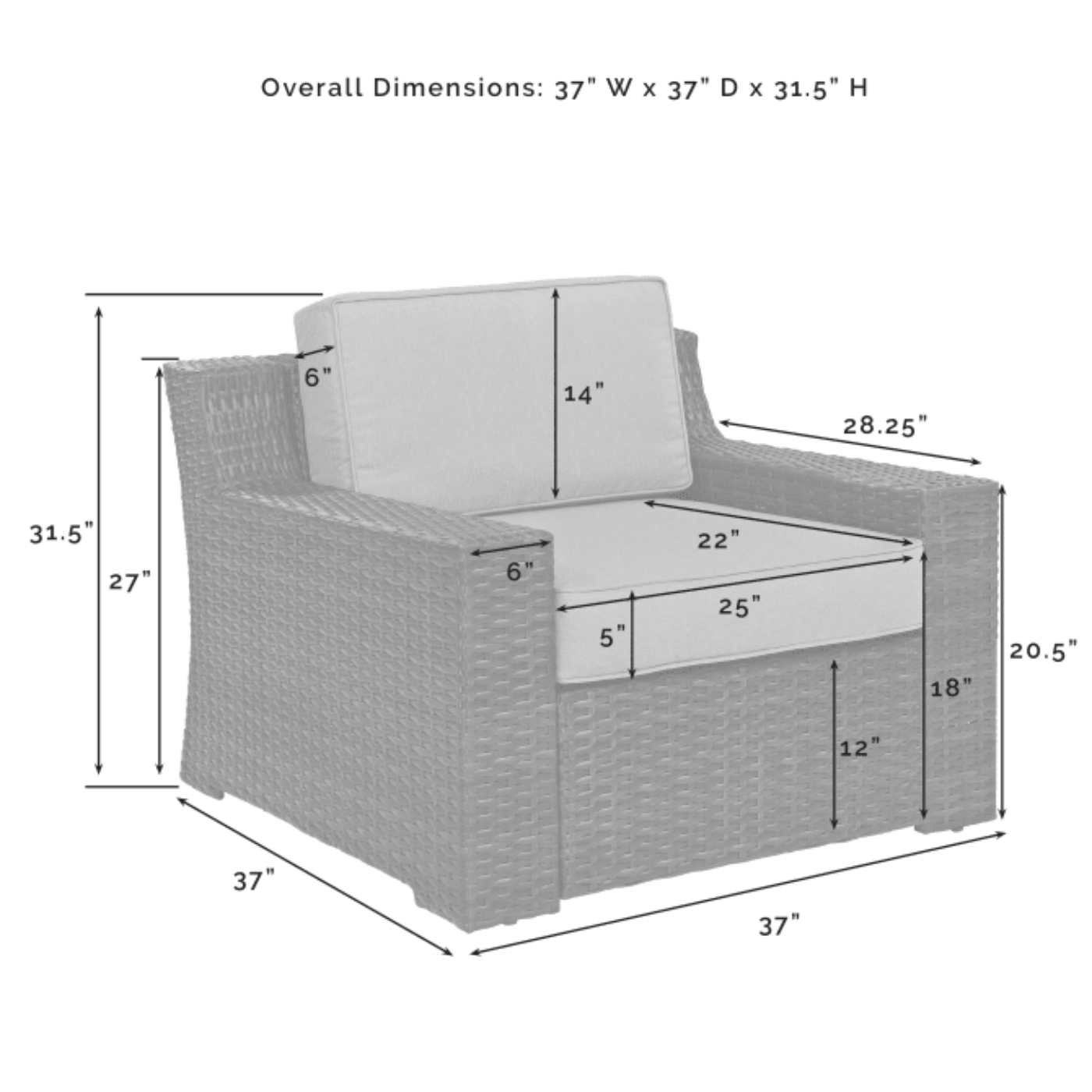 Crosley Beaufort 158 Inch 5pc Outdoor Wicker Conversation Set Mist - KO70123BR-MI