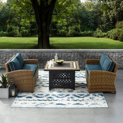 Crosley Bradenton 3pc Outdoor Wicker Conversation Set W/Fire Table - KO70164