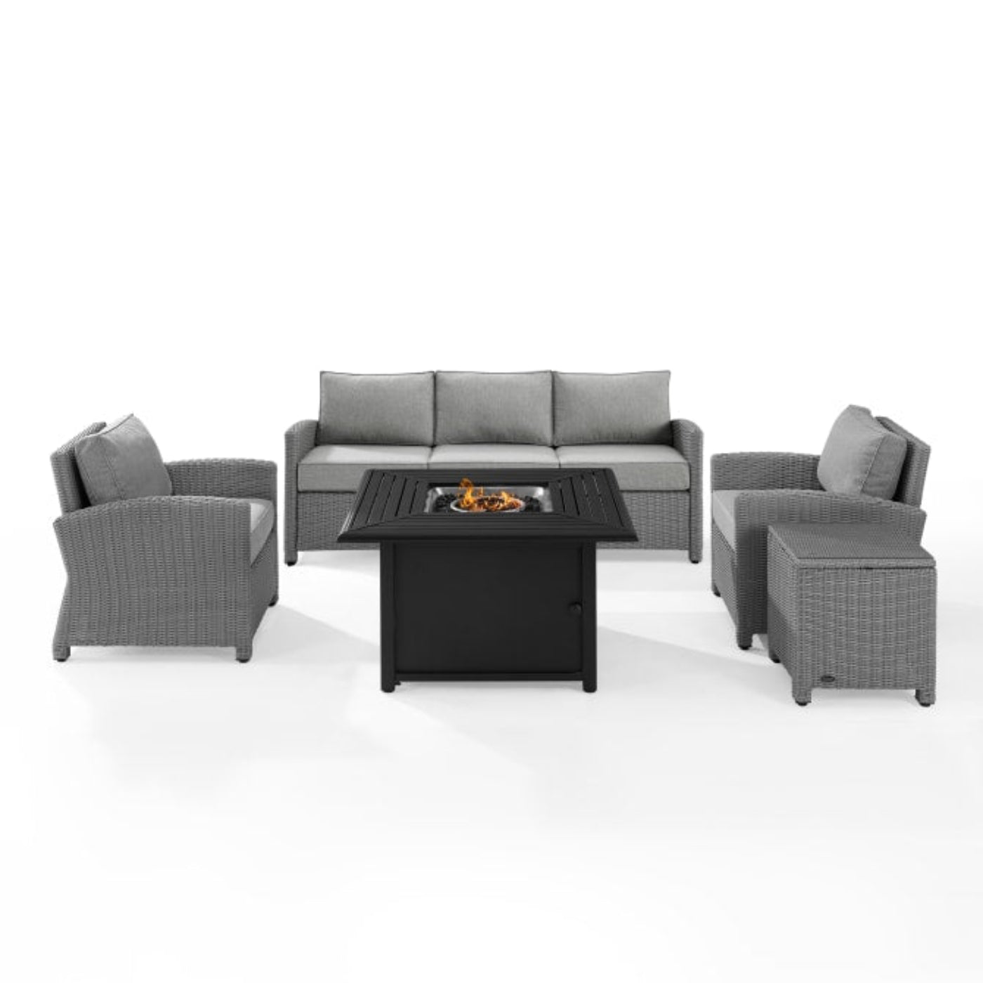 Crosley Bradenton 169 Inch 5pc Wicker Sofa Set W/Fire Table Grey - KO70166GY-GY