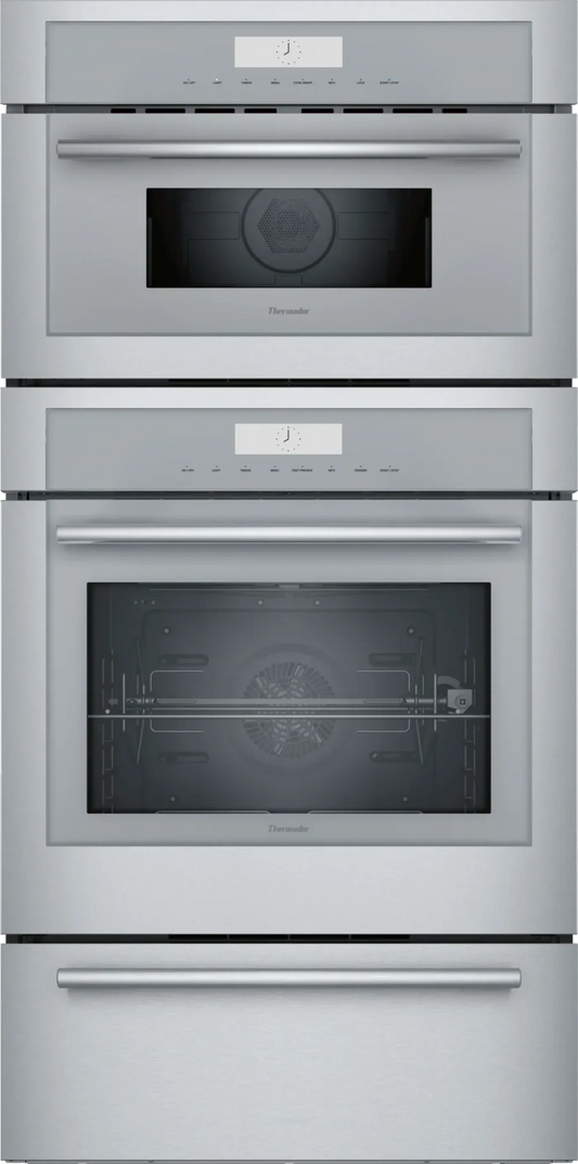 Thermador 30" Masterpiece Series Triple Combo Smart Electric Wall Oven, 8.6 cu. ft., 16 Cooking Modes, Meat Probe, Warming Drawer - MEDMCW31WS